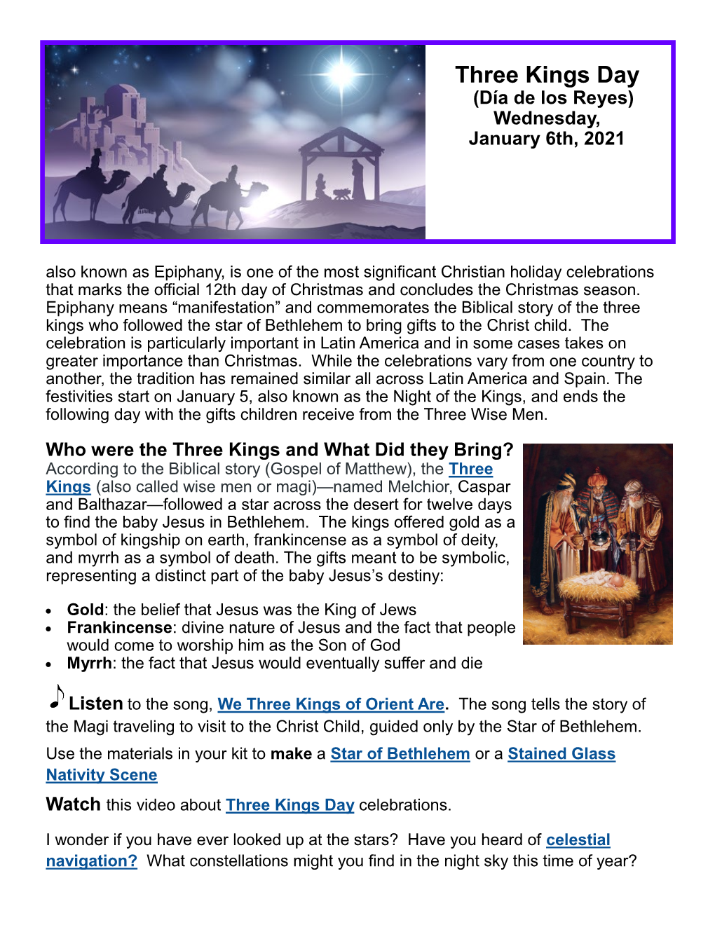 Three Kings Day (Día De Los Reyes) Wednesday, January 6Th, 2021