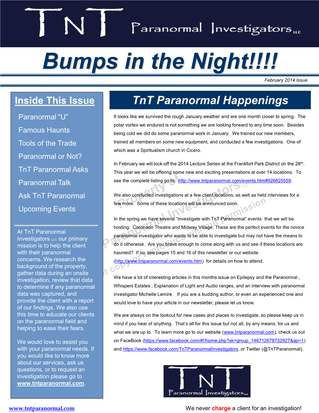 Bumps in the Night!!!! February 2014 Issue