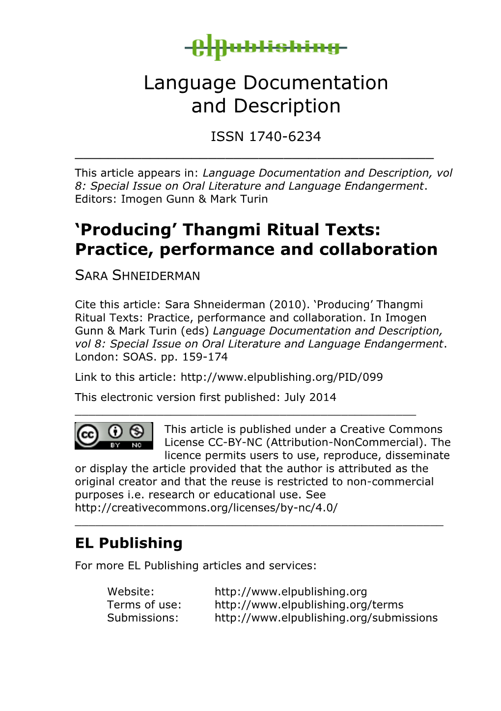 'Producing' Thangmi Ritual Texts: Practice, Performance and Collaboration