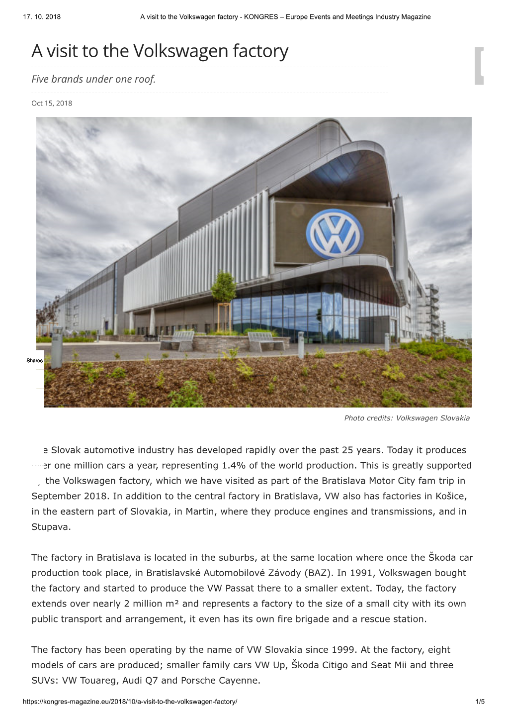 A Visit to the Volkswagen Factory - KONGRES – Europe Events and Meetings Industry Magazine