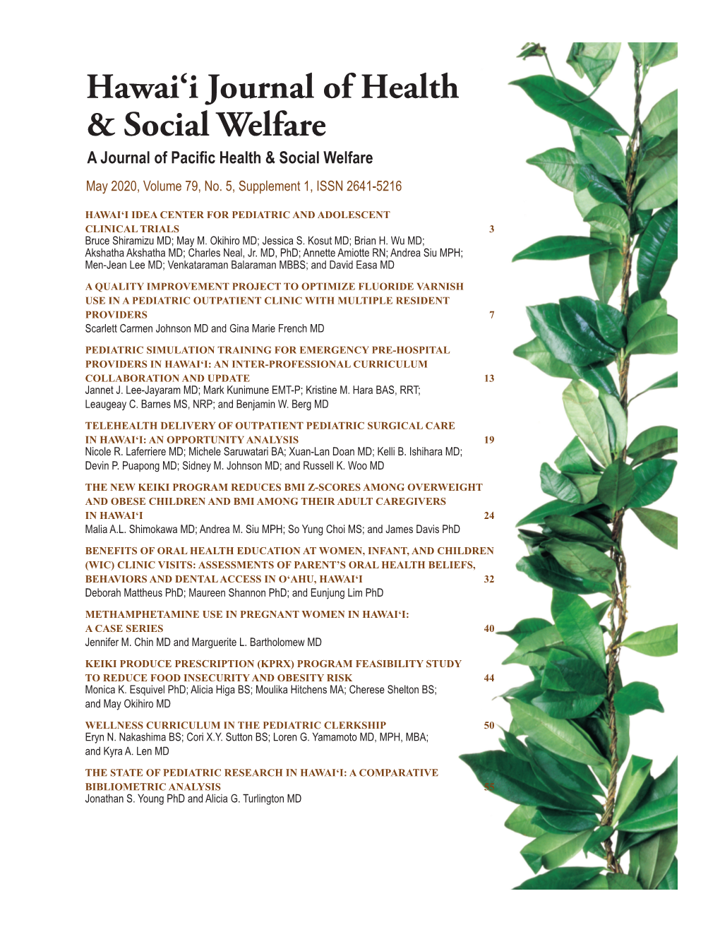 A New Supplement Issue of the Hawaiʻi Journal of Health & Social
