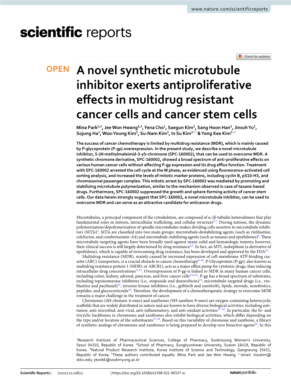 A Novel Synthetic Microtubule Inhibitor Exerts Antiproliferative Effects In