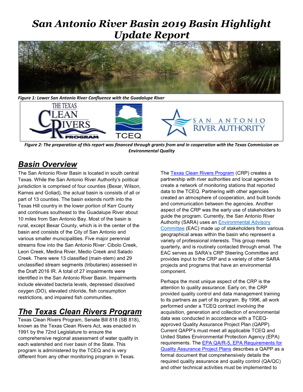 San Antonio River Basin 2019 Basin Highlight Update Report