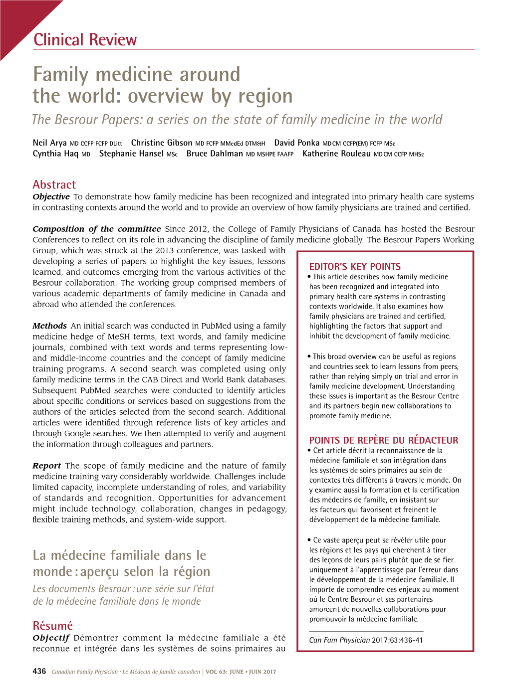 Family Medicine Around the World: Overview by Region the Besrour Papers: a Series on the State of Family Medicine in the World