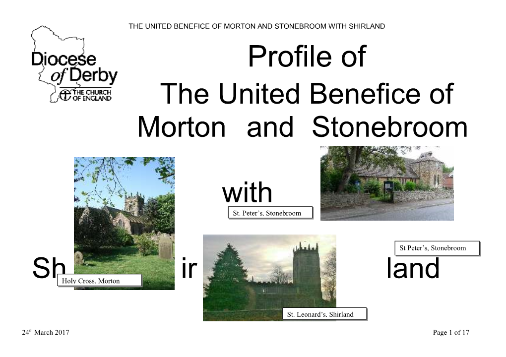 THE UNITED BENEFICE of MORTON and STONEBROOM with SHIRLAND Profile of the United Benefice of Morton and Stonebroom