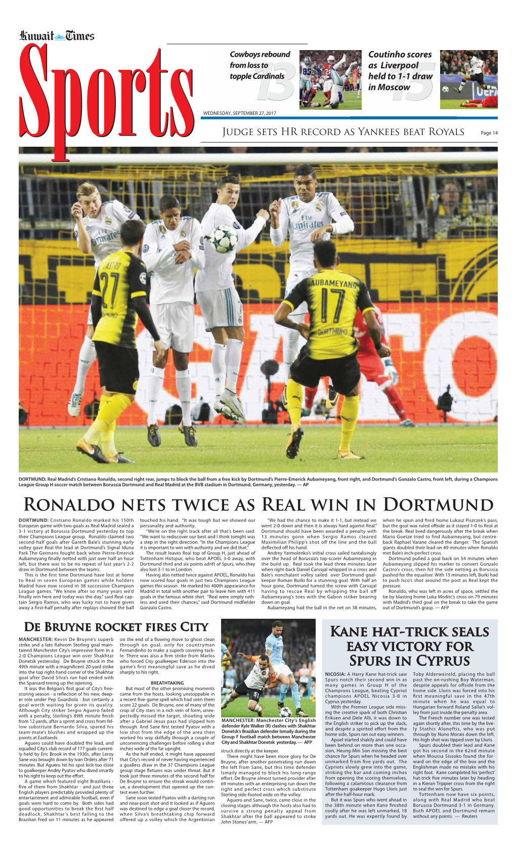 Ronaldo Nets Twice As Real Win in Dortmund