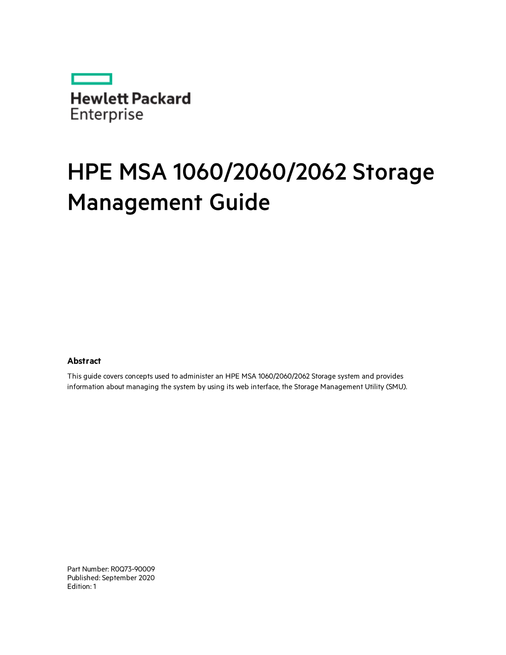 HPE MSA 1060/2060/2062 Storage Management Guide