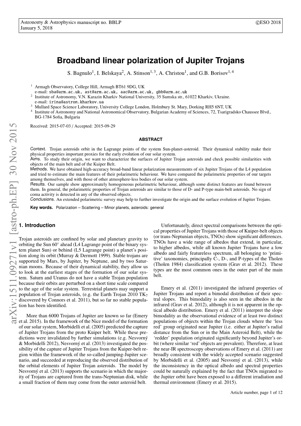 Broadband Linear Polarization of Jupiter Trojans S