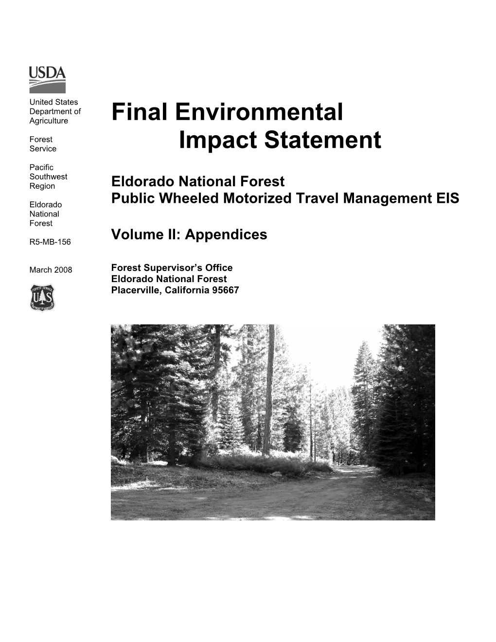 Eldorado National Forest Final Enviromental Impact Statement