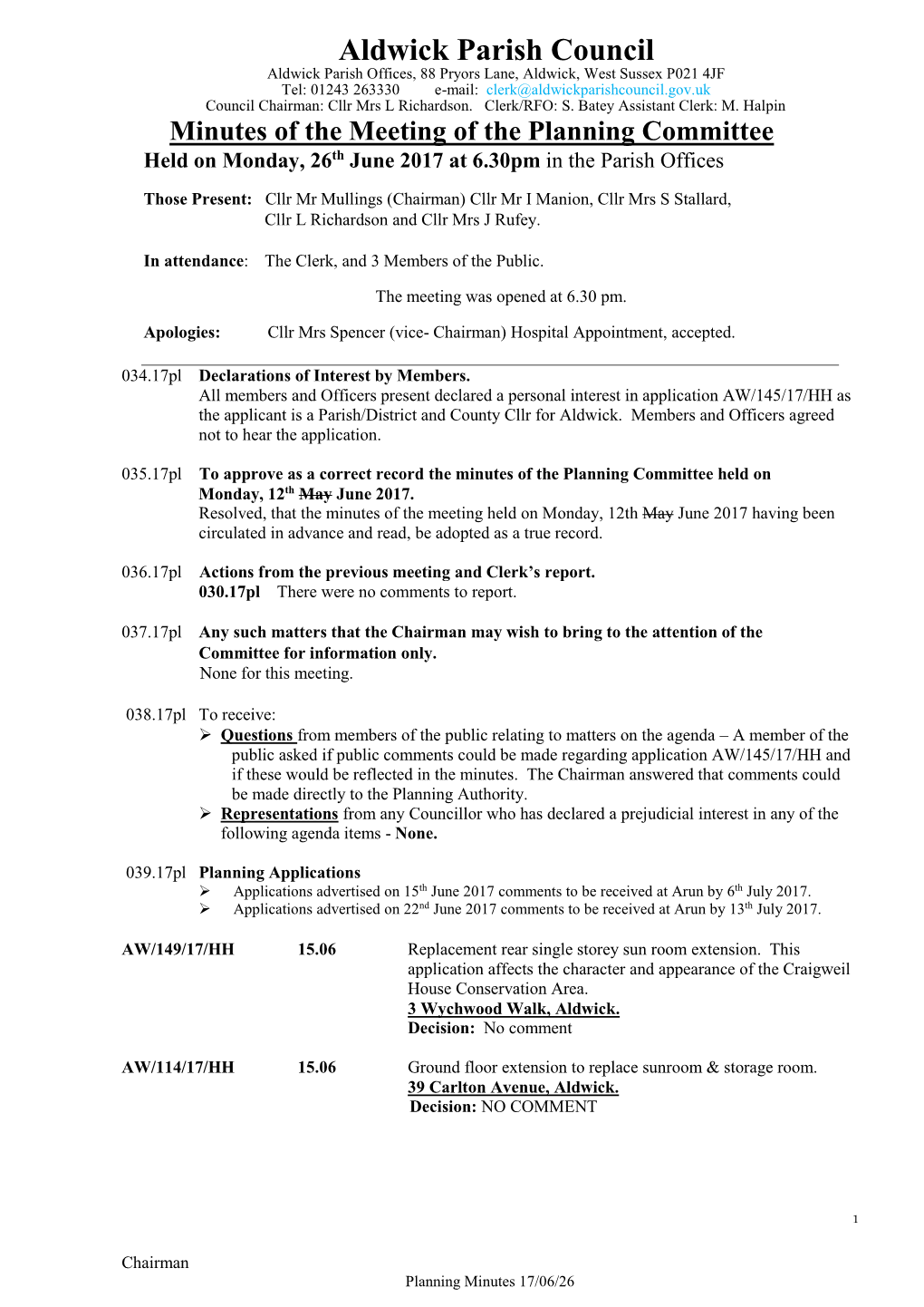 Planning Minutes170626.Pdf