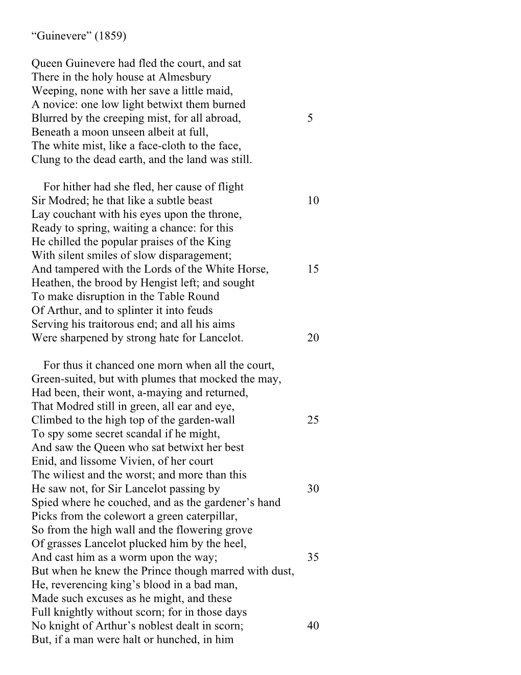 (1859) Queen Guinevere Had Fled the Court, and Sat There in the Holy