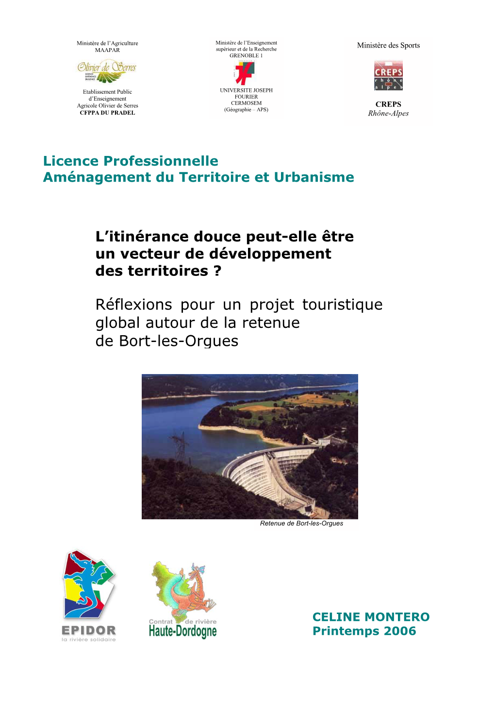 Réflexions Pour Un Projet Touristique Global Autour De La Retenue De Bort-Les-Orgues