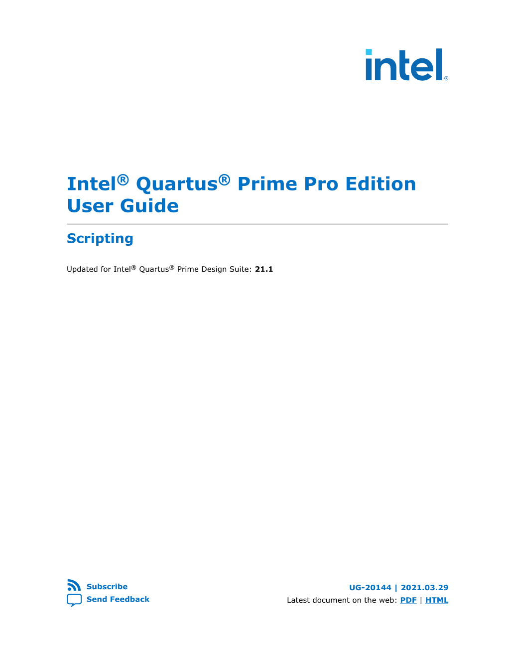 Intel Quartus Prime Pro Edition User Guide: Scripting Send Feedback