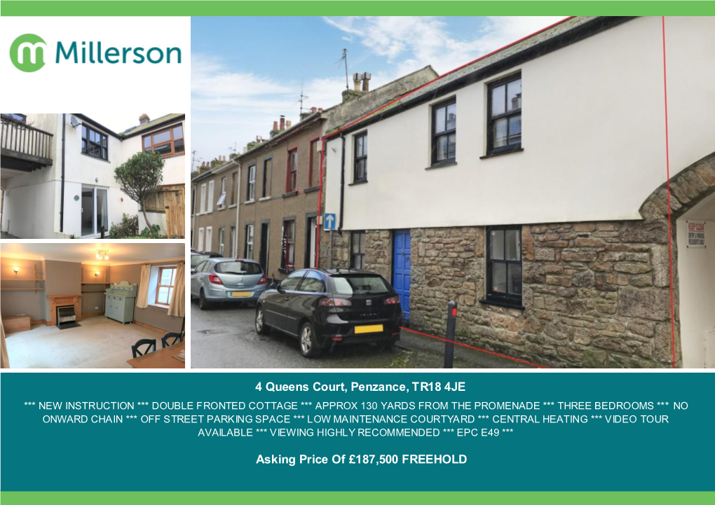 4 Queens Court, Penzance, TR18 4JE Asking Price of £187,500 FREEHOLD