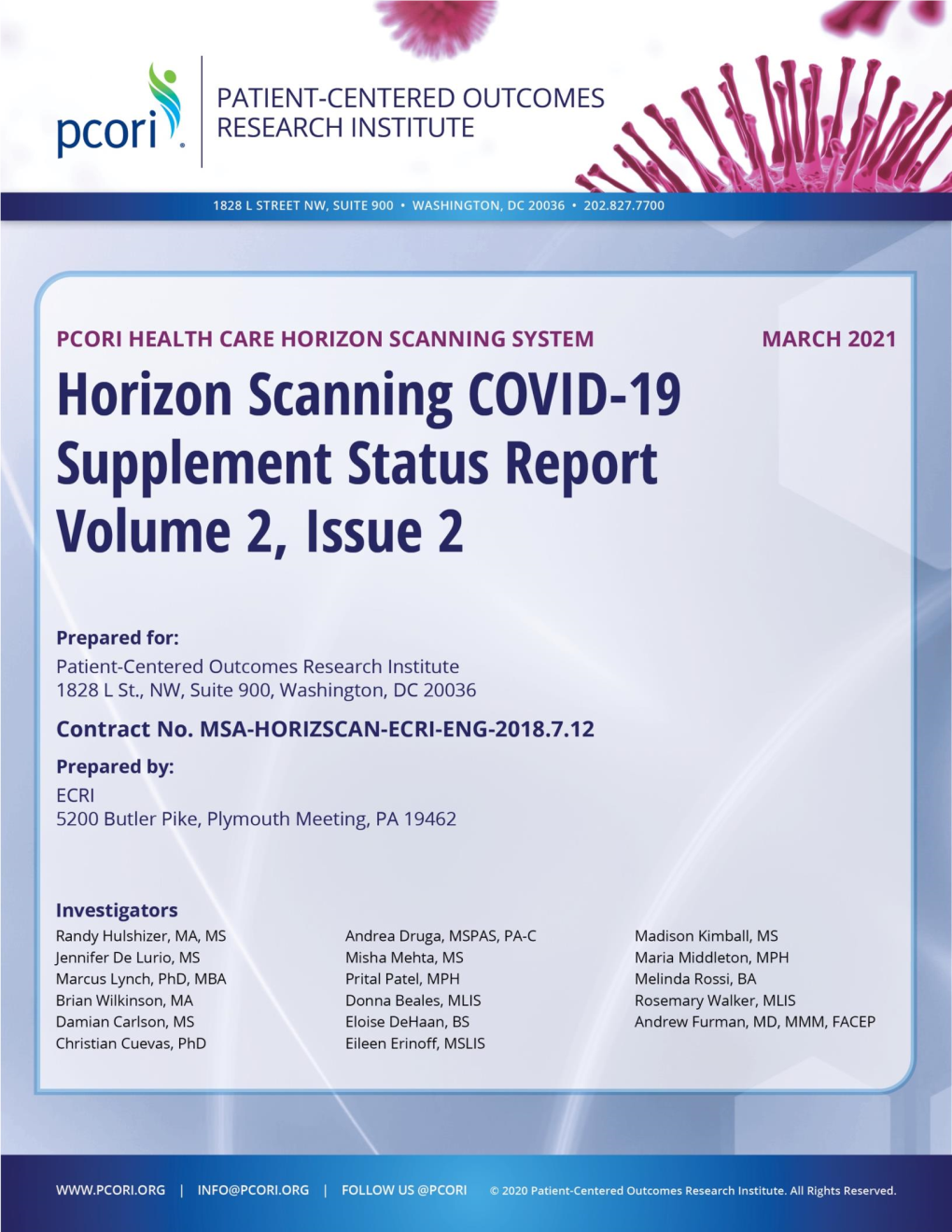 Horizon Scanning COVID-19 Supplement Status Report, Volume