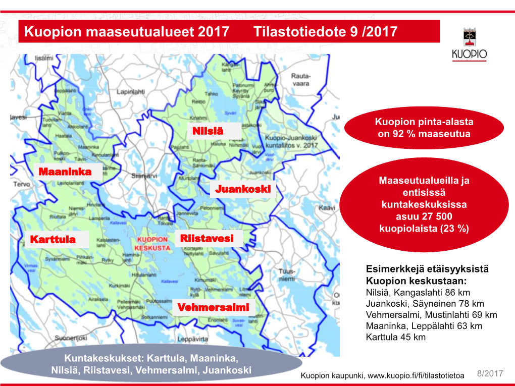 Kuopion Maaseutualueet 2017 Tilastotiedote 9 /2017