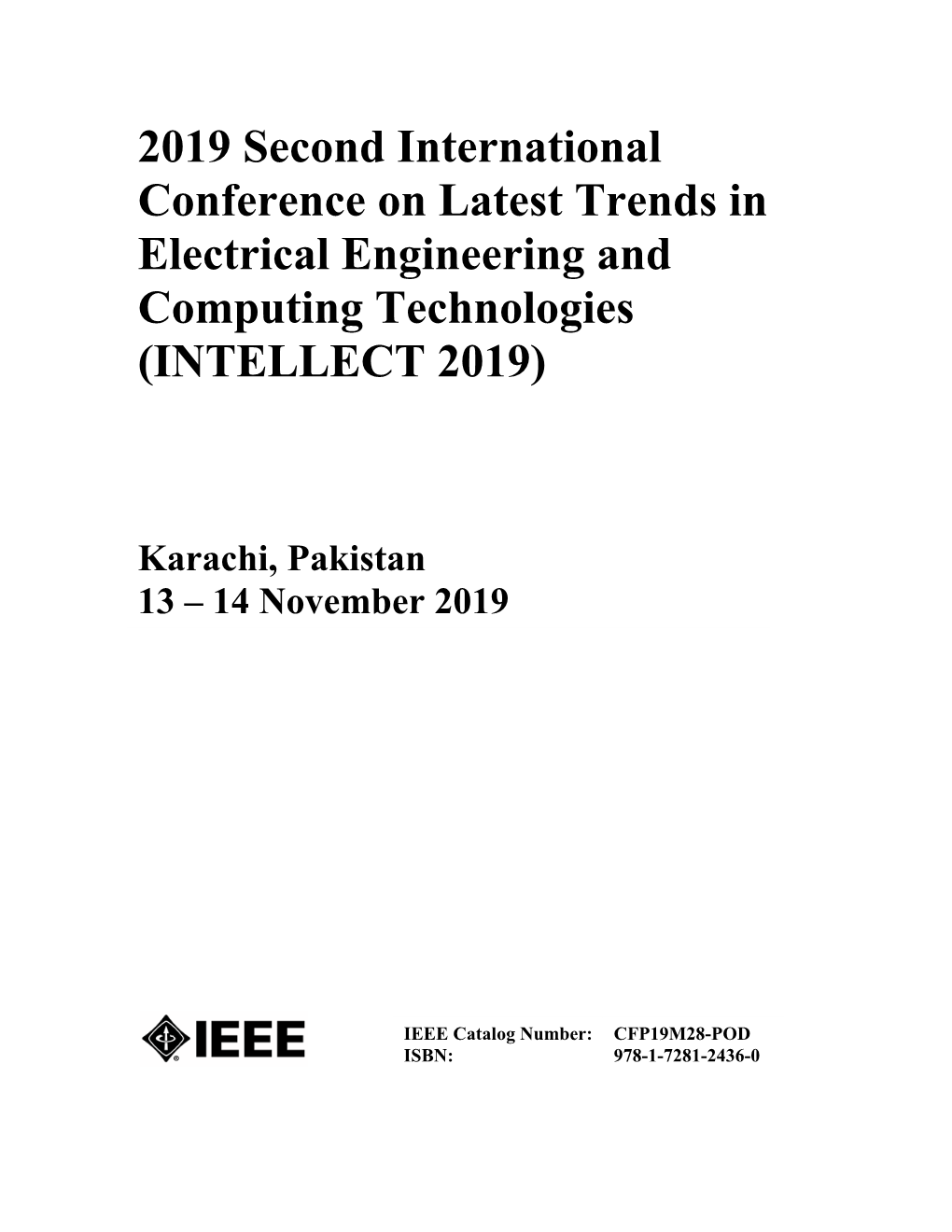 2019 Second International Conference on Latest Trends in Electrical Engineering and Computing Technologies