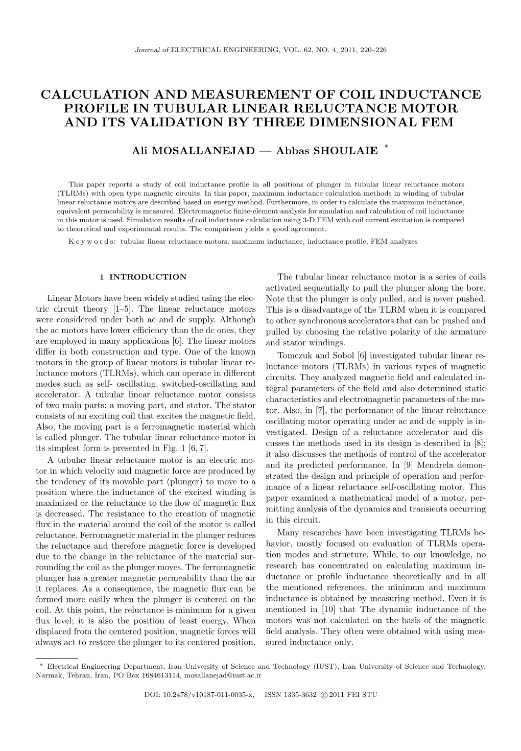 Calculation and Measurement of Coil Inductance Profile in Tubular Linear Reluctance Motor and Its Validation by Three Dimensional Fem