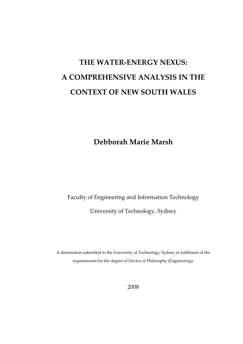 The Water-Energy Nexus: a Comprehensive Analysis In