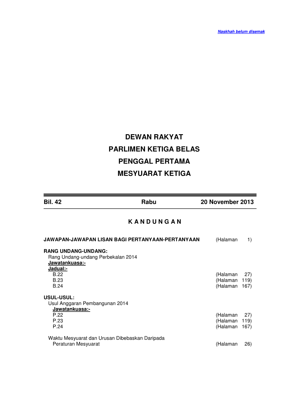 Dewan Rakyat Parlimen Ketiga Belas Penggal Pertama Mesyuarat Ketiga