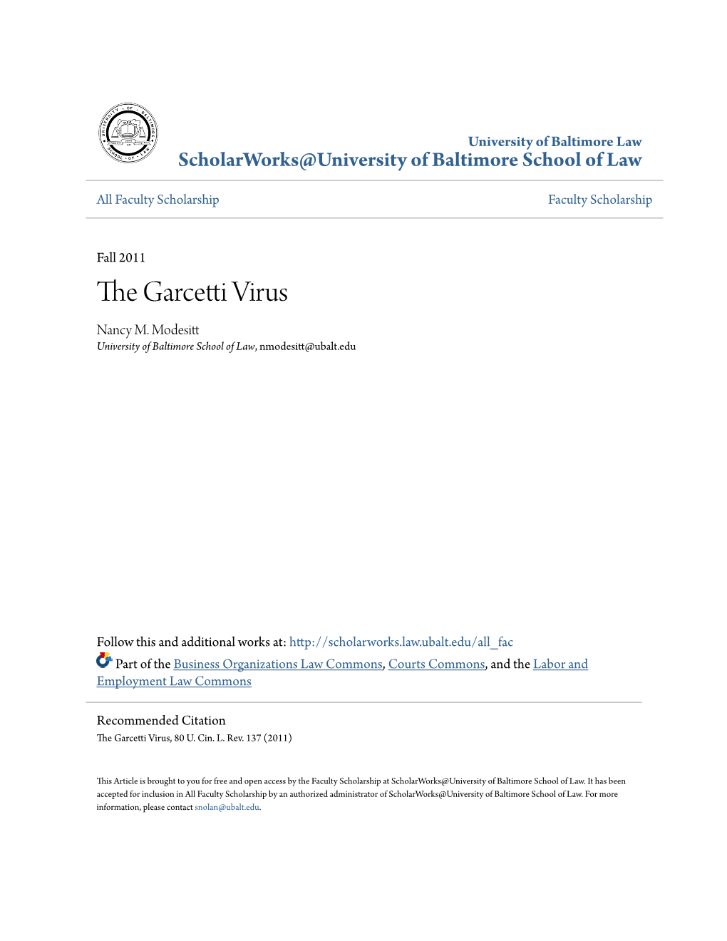 The Garcetti Virus: Preparing Courts to Accept the Huffinan Job Duties Exclusion