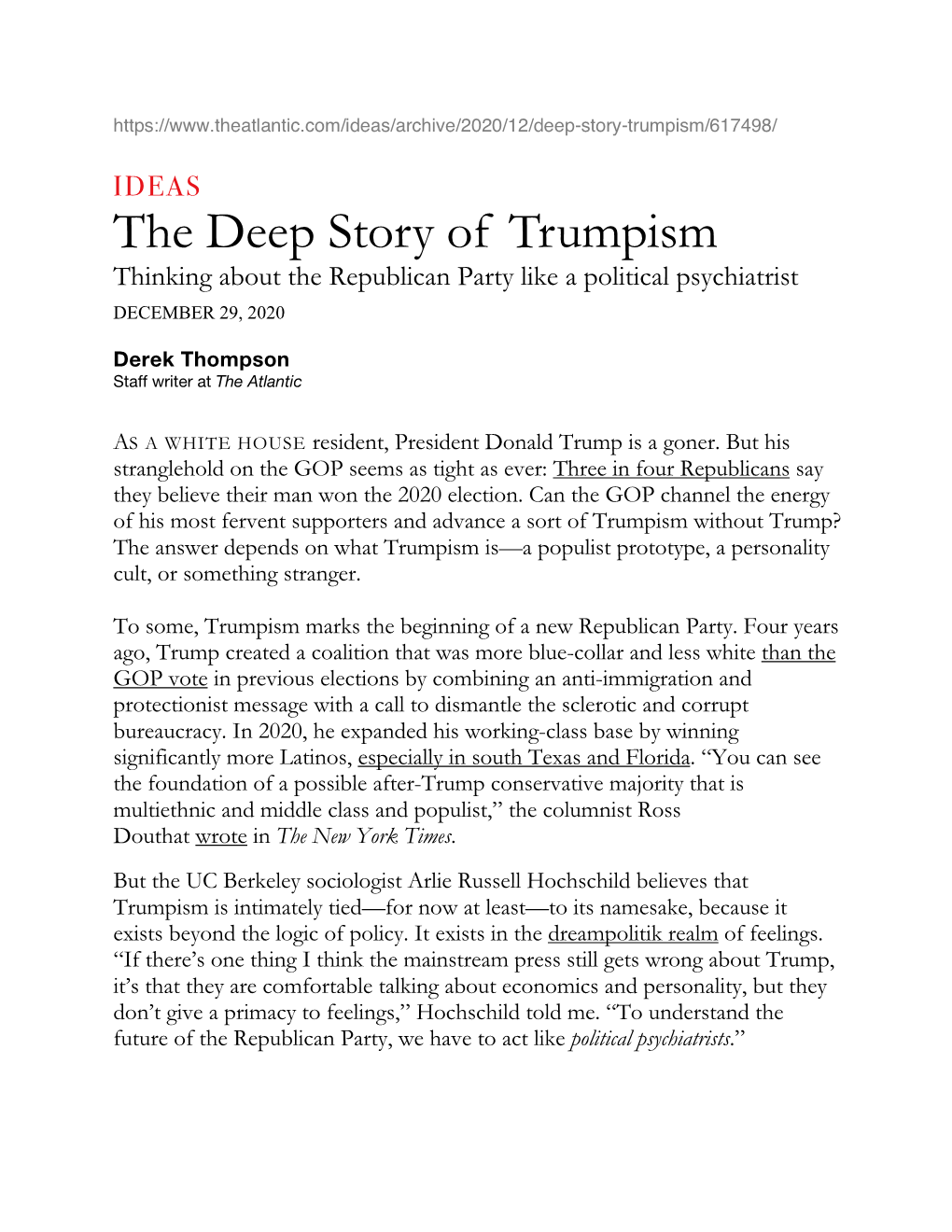 The Deep Story of Trumpism Thinking About the Republican Party Like a Political Psychiatrist DECEMBER 29, 2020