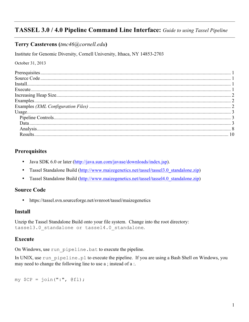 TASSEL 3.0 / 4.0 Pipeline Command Line Interface: Guide to Using Tassel Pipeline