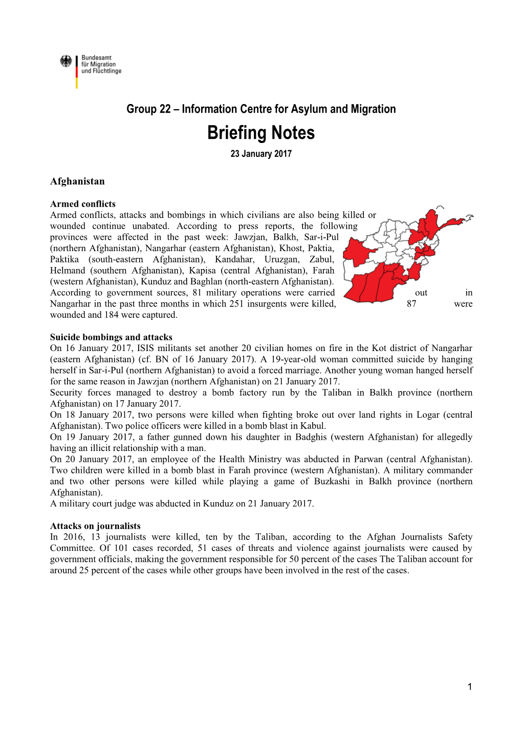 Briefing Notes 23 January 2017