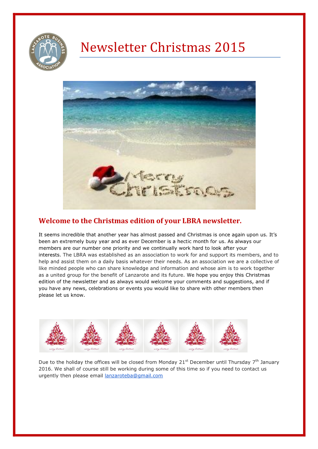 Newsletter Christmas 2015