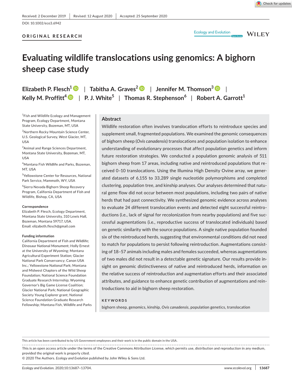 Evaluating Wildlife Translocations Using Genomics: a Bighorn Sheep Case Study