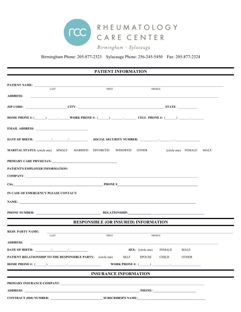 Patient Information Form