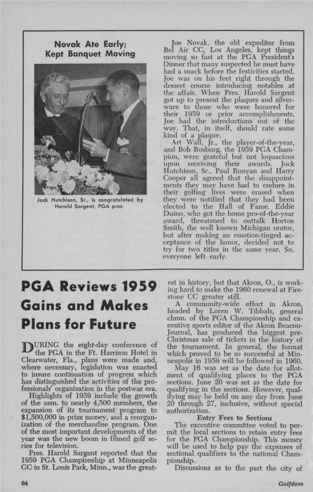 PGA Reviews 1959 Gains and Makes Plans Lor Future