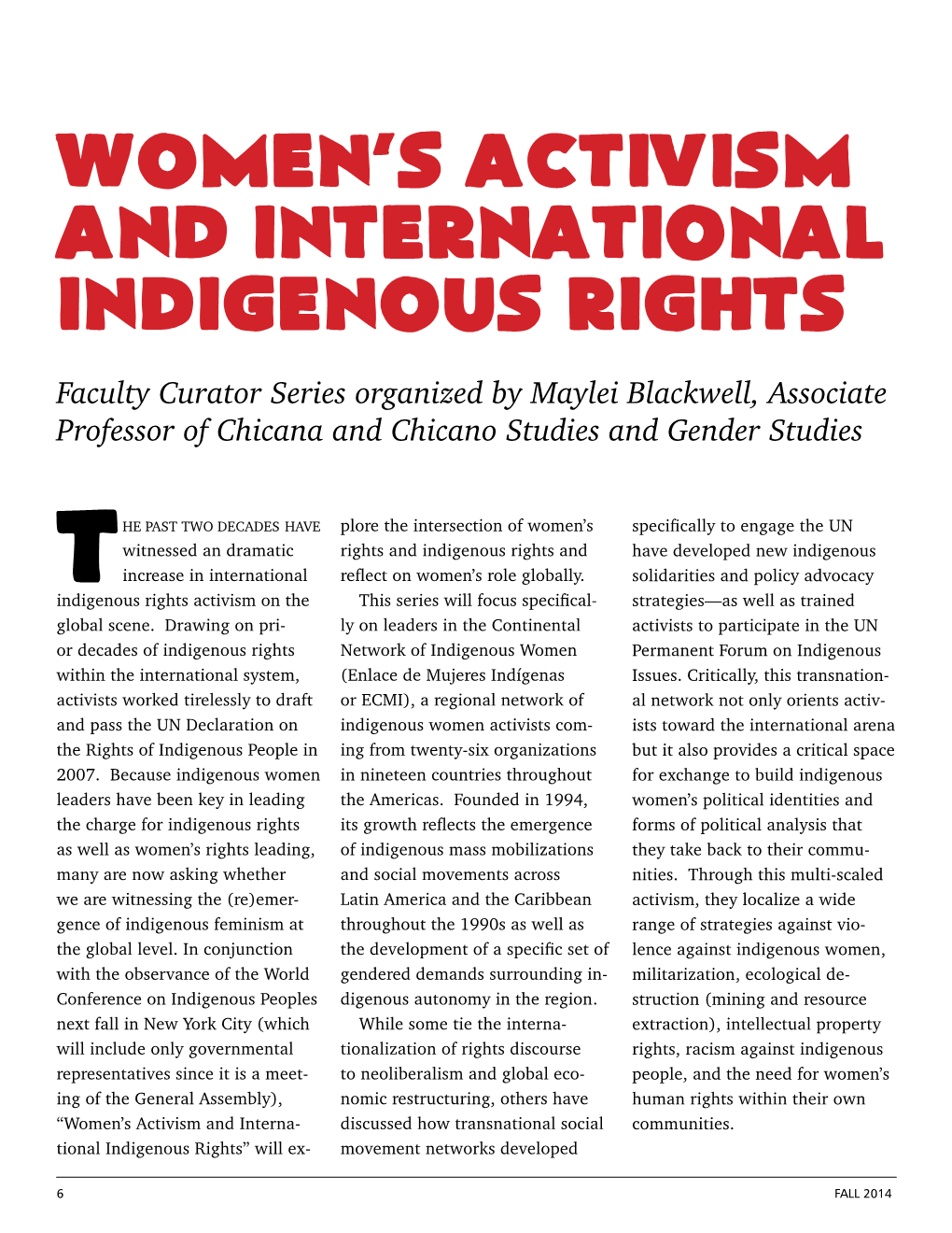 Women's Activism and International Indigenous Rights