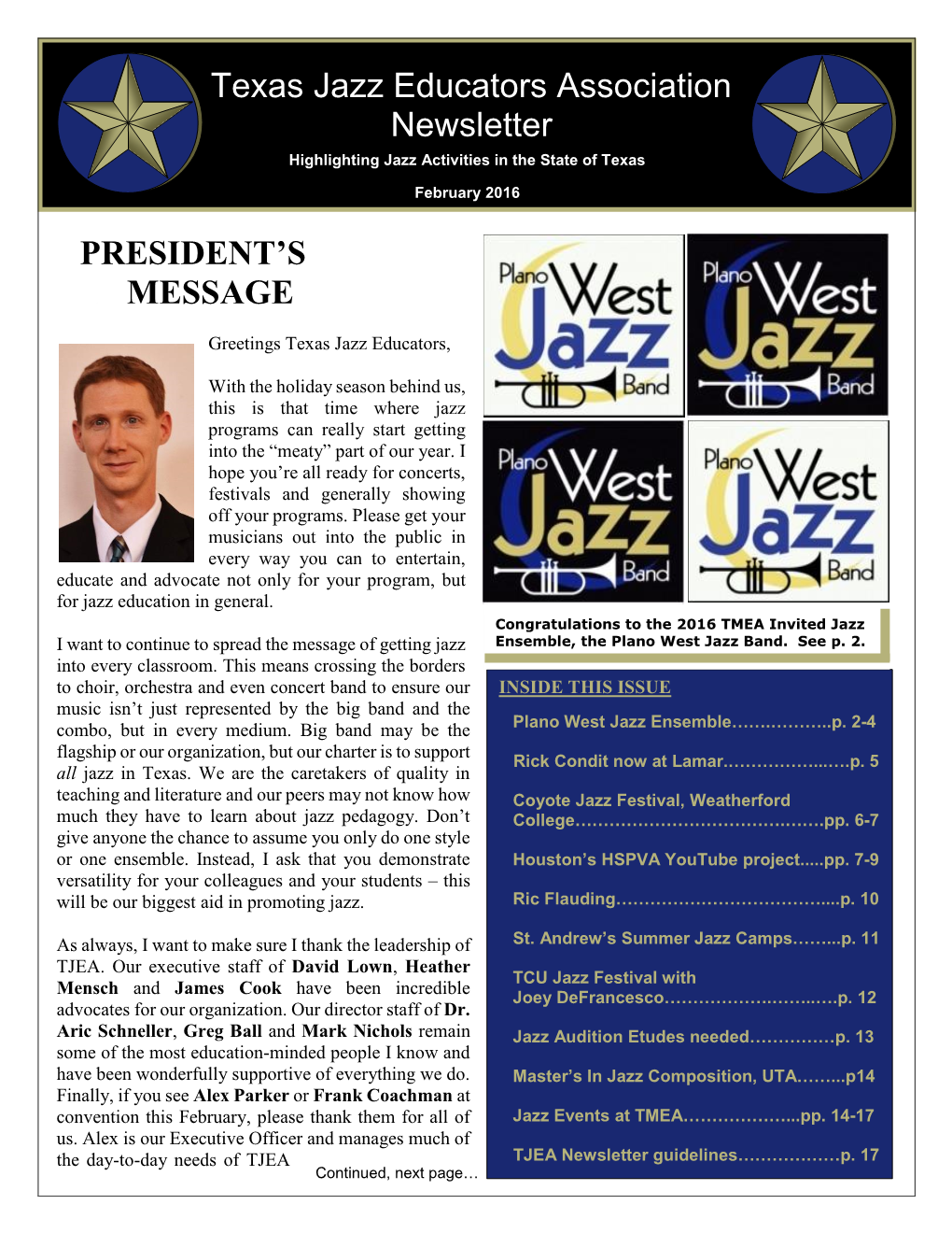 February 2016 Newsletter