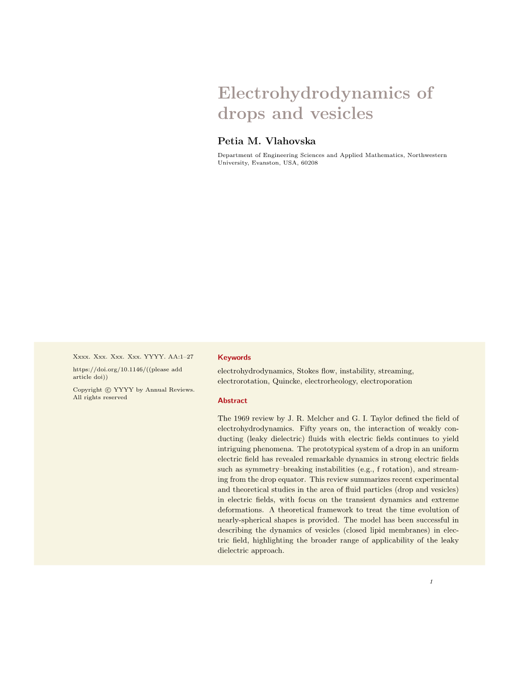 Electrohydrodynamics of Drops and Vesicles