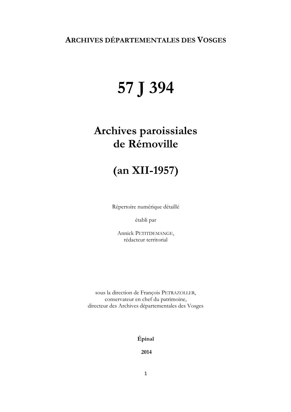 Archives De La Paroisse De Rémoville.Pdf