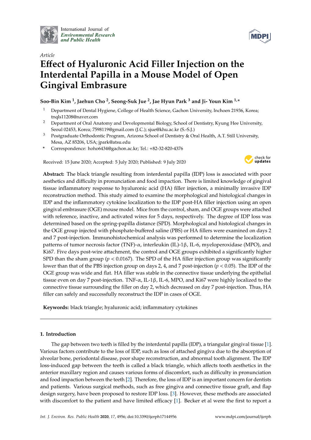 Effect of Hyaluronic Acid Filler Injection on the Interdental Papilla