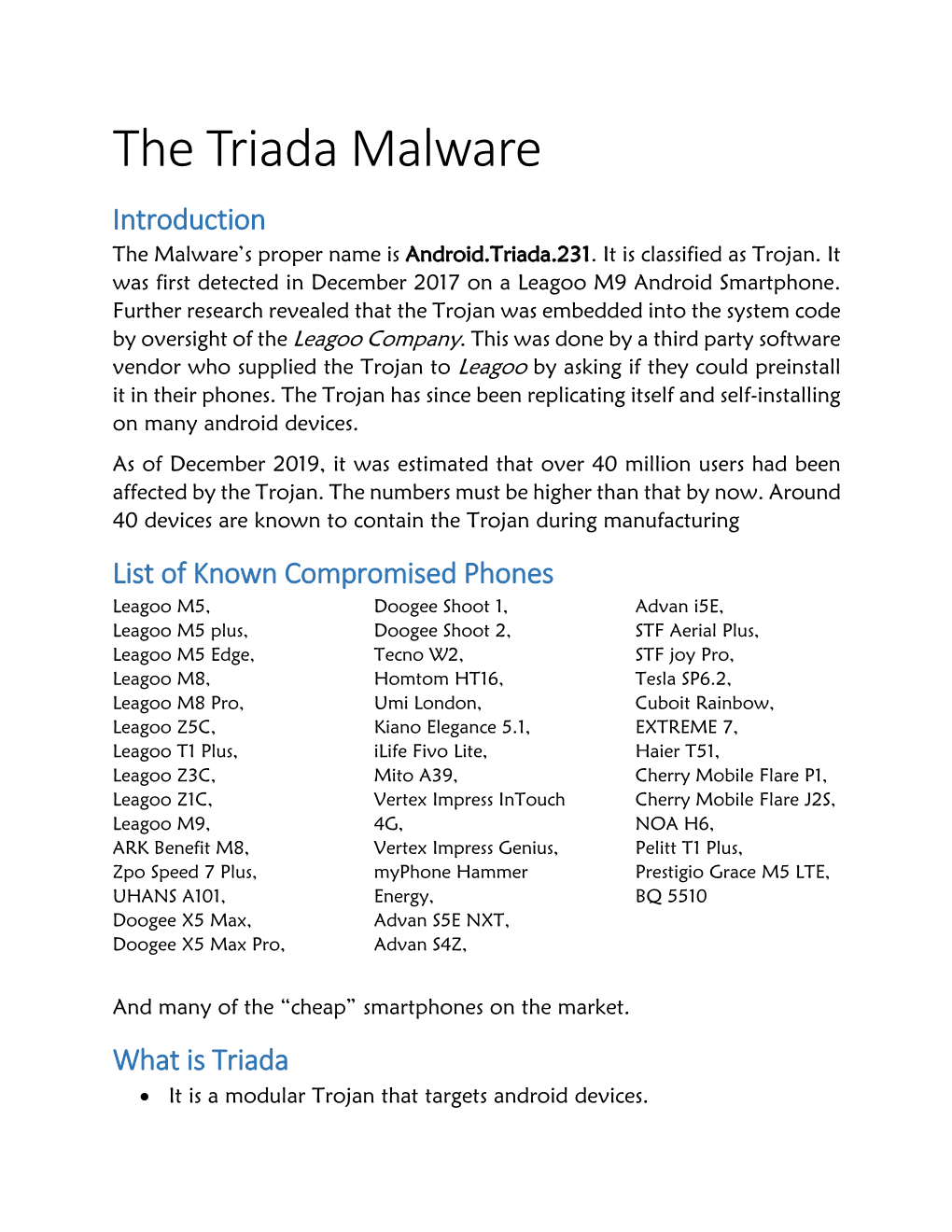 The Triada Malware Introduction the Malware’S Proper Name Is Android.Triada.231