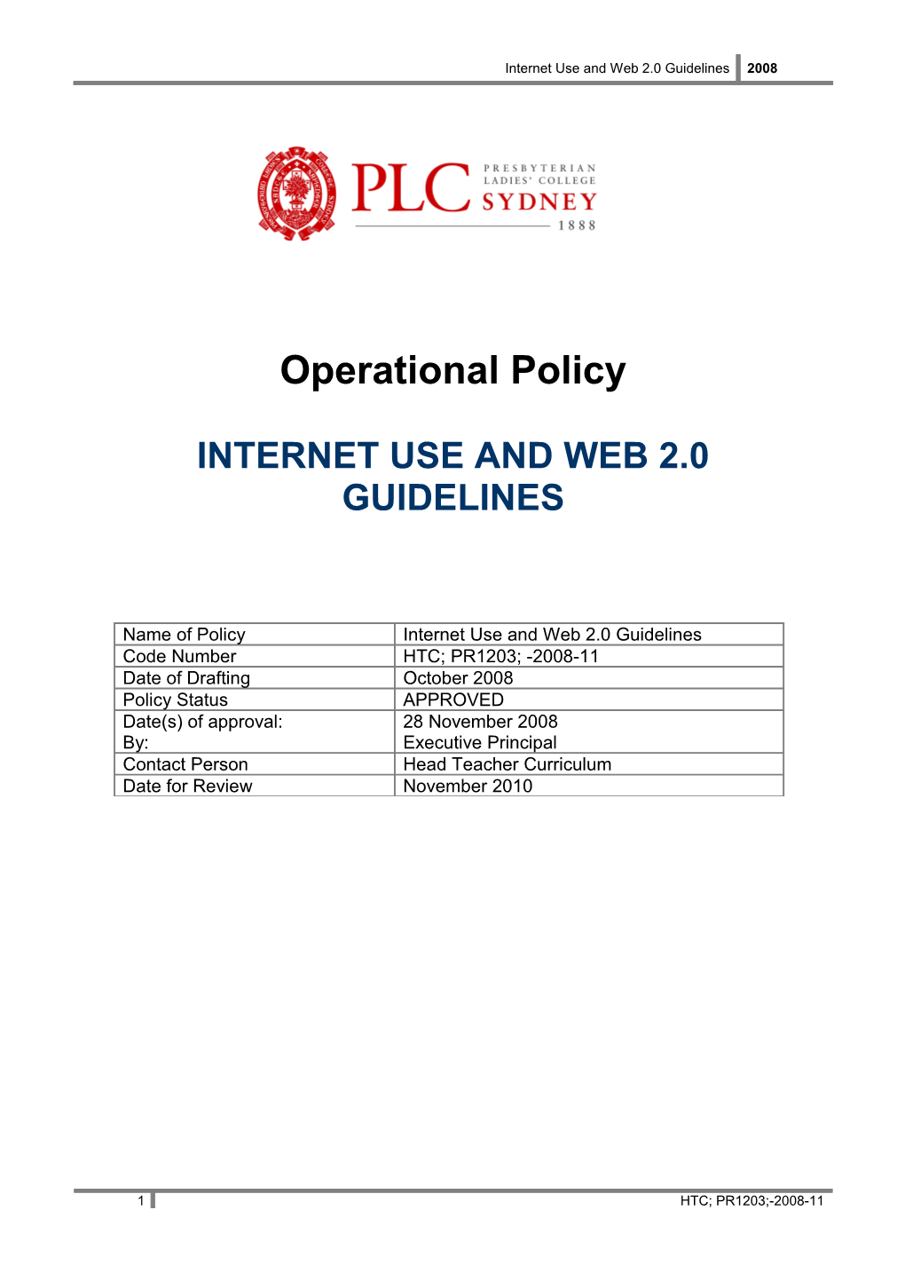 Internet Use and Web 2.0 Guidelines