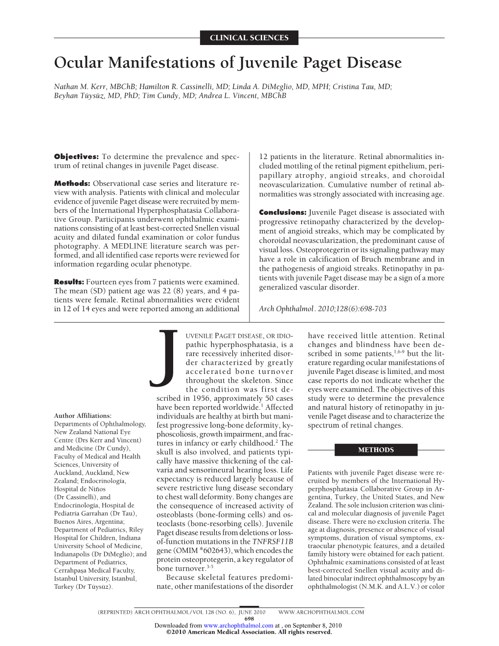 Ocular Manifestations of Juvenile Paget Disease