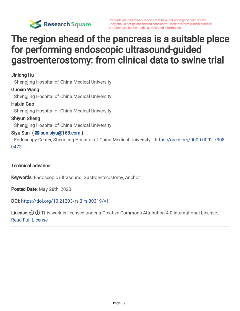The Region Ahead of the Pancreas Is a Suitable Place for Performing Endoscopic Ultrasound-Guided Gastroenterostomy: from Clinical Data to Swine Trial