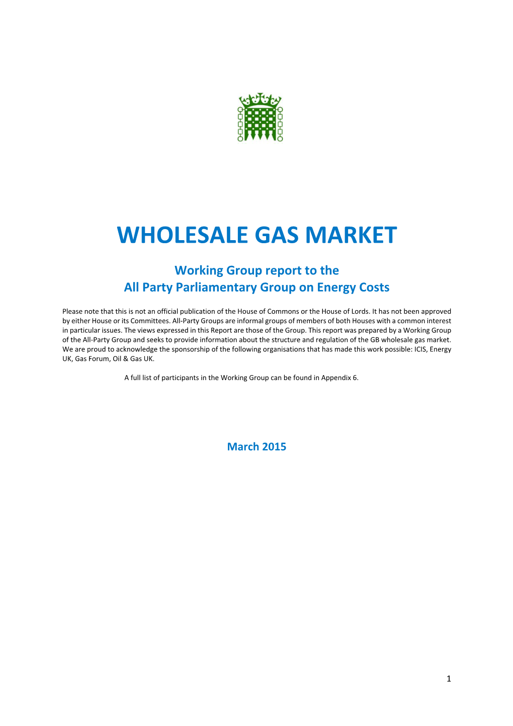 Wholesale Gas Market