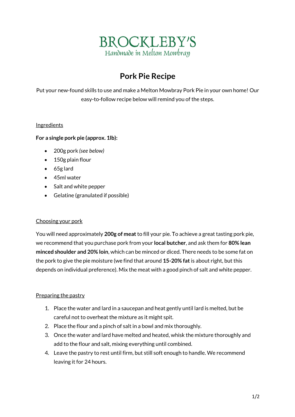 Pork Pie Recipe