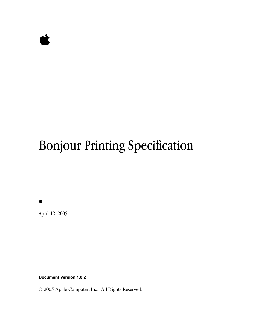 Bonjour Printing Specification