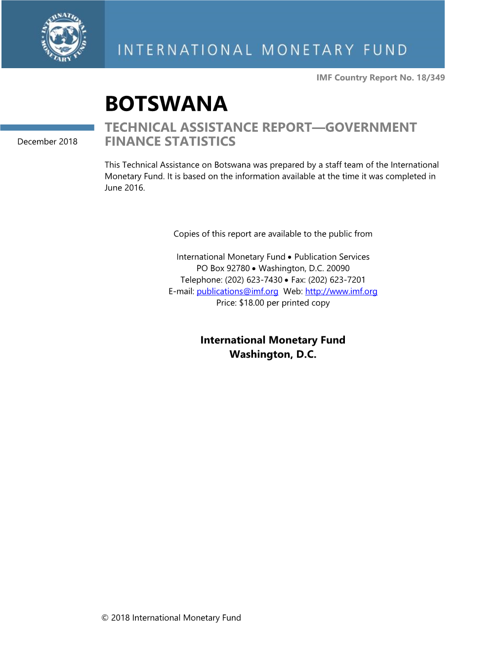 Botswana: Technical Assistance Report-Government Finance Statistics