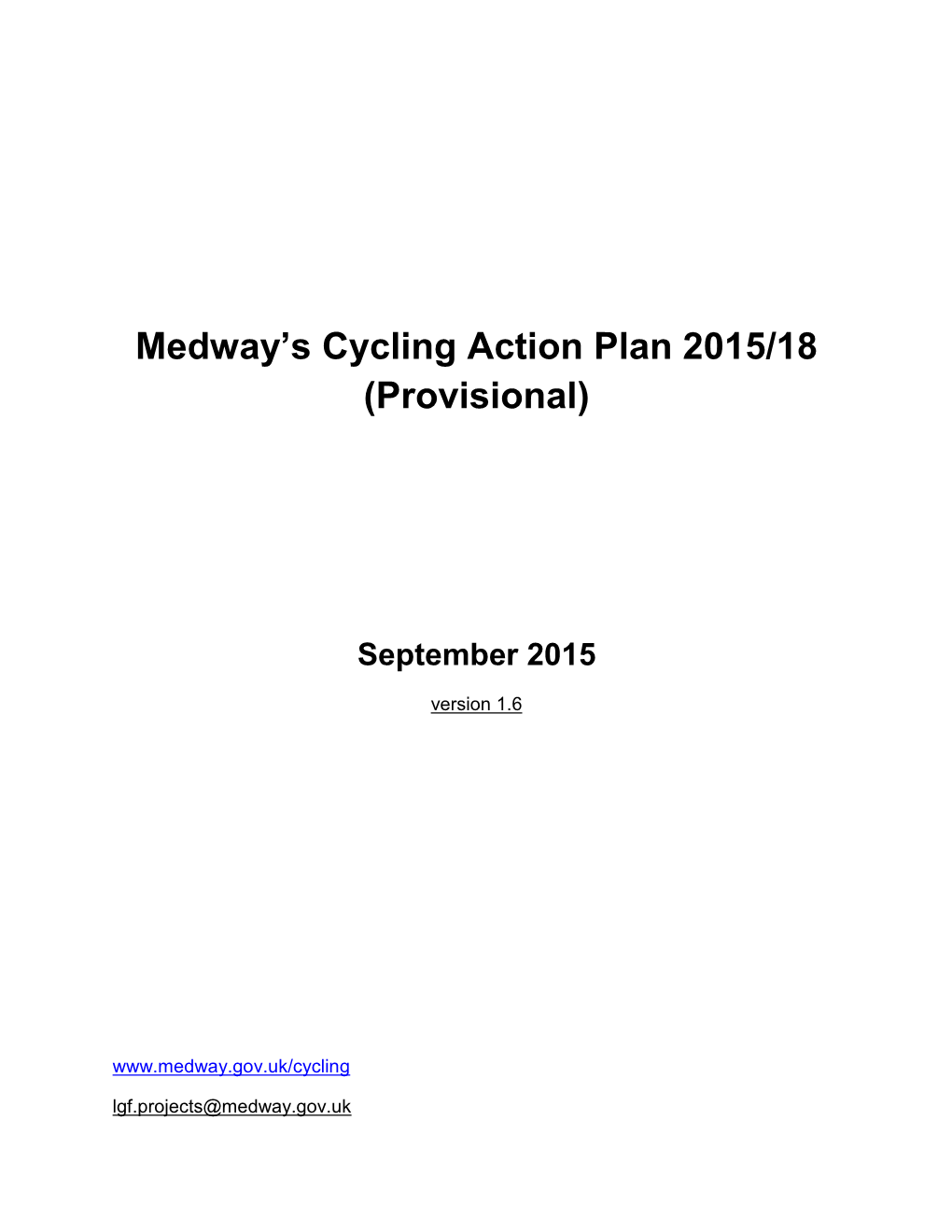 Medway's Cycling Action Plan 2015/18