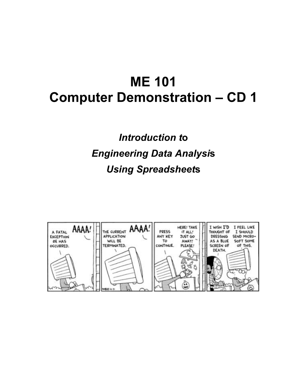 ME 101 Computer Demonstration – CD 1