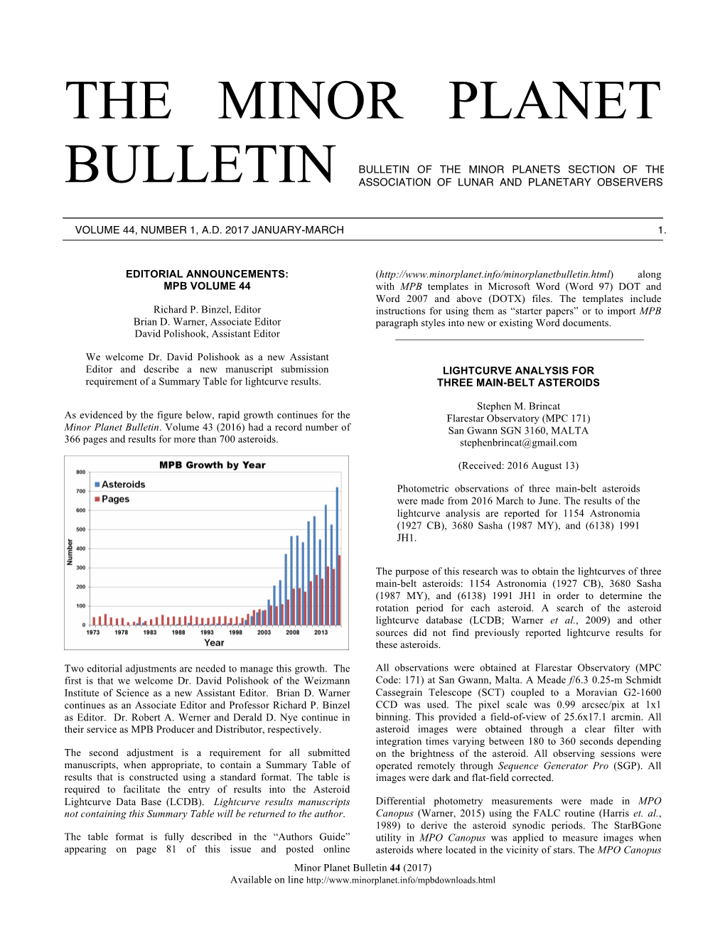 The Minor Planet Bulletin