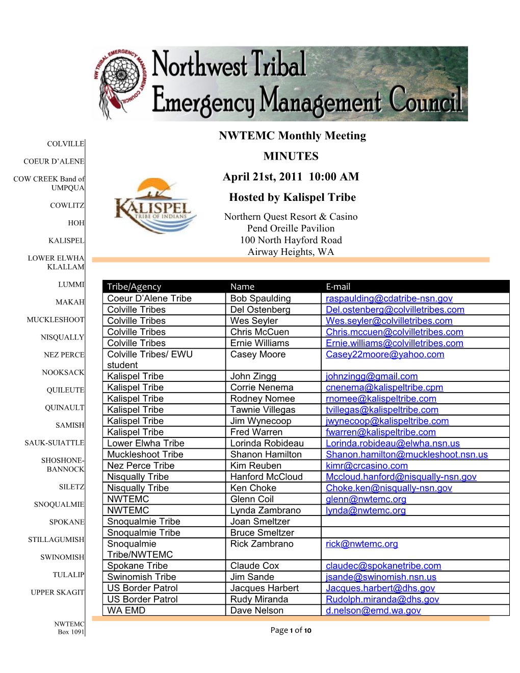 NWTEMC Monthly Meeting