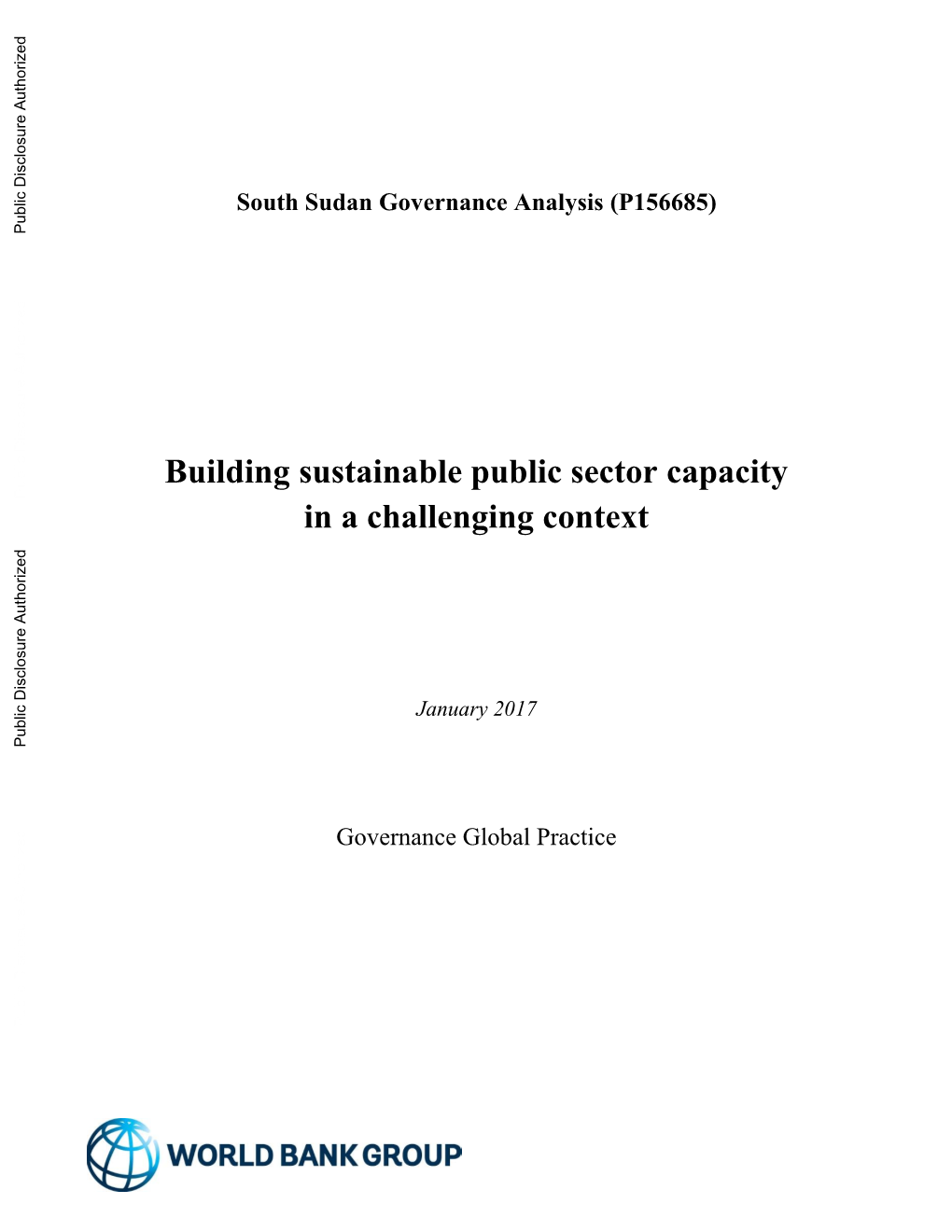 South Sudan Governance Analysis (P156685) Public Disclosure Authorized